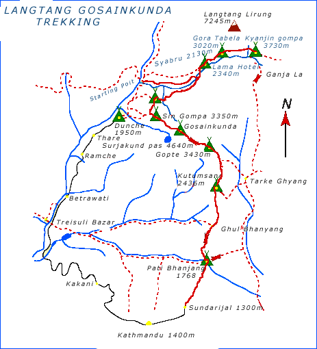 Langtang Gosainkunda Trekking map