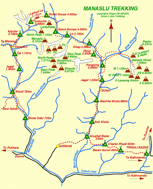 Annapurna Circuit Trekking Map